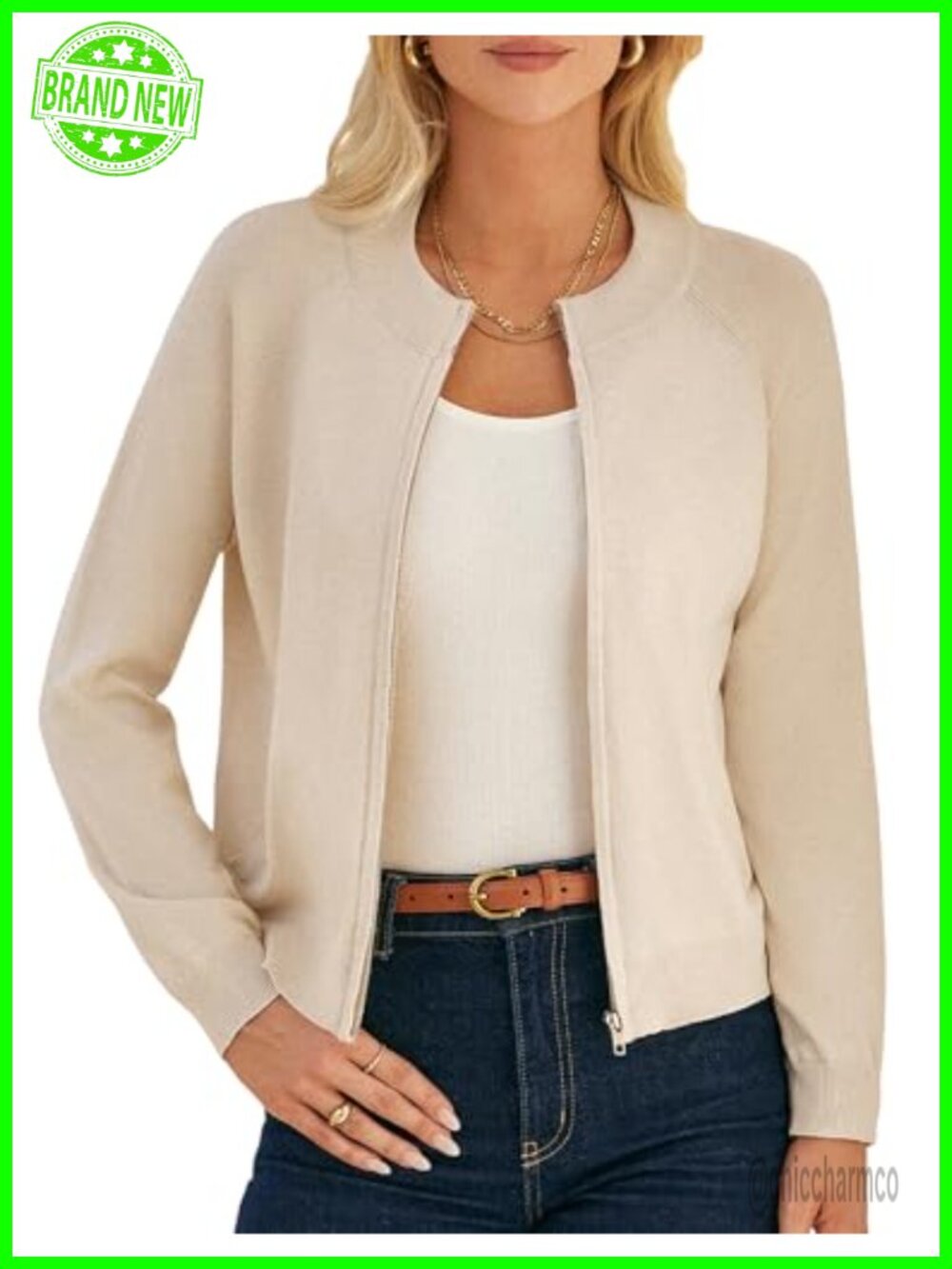 Women's Long Sleeve Zip Up Cardigan Lightweight Knit Sweater Jacket